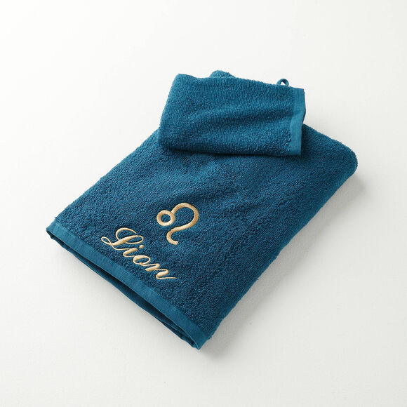 Serviettes de bain brodées Lion - 420g/m2 (bleu paon) Serviettes de bain brodées Lion - 420g/m2 (bleu paon)